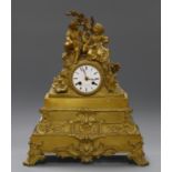 A late 19th century French eight day ormolu mantel clock, by Rolland, Marseille height 39cm