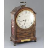 George Fowley of Doncaster. A Regency mahogany bracket clock, with arched cased and painted circular