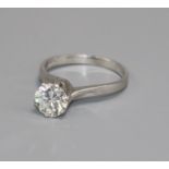 An 18ct white gold and solitaire diamond ring, 1.30cts, with original receipt