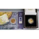 One cased 2000 gold half sovereign and a cased 2007 Britannia gold proof £10 coin.