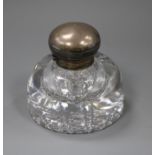 A Victorian silver mounted cut glass domed inkwell, John Grinsell & Sons, Birmingham, 1899, 12cm