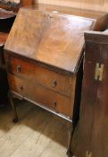 A 1930's walnut bureau W.54cm