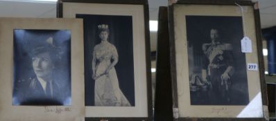 Three signed photos of George V, Queen Mary and Lady Mountbatten