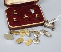 A pair of Georg Jensen sterling silver cuff links, other cuff links and dress studs including one