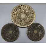 Three 19th century German cast iron dishes largest diameter 30cm