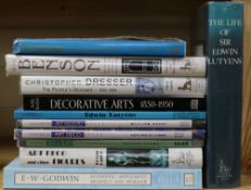A quantity of reference books relating to art movement, including Godwin, Art Deco, Arts & Crafts,