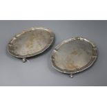 A pair of George III oval silver teapot stands, John Schofield, London, 1778, 20.4cm, 17 oz.