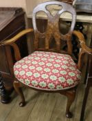 A George I style walnut elbow chair