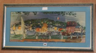 After Raoul Dufy, colour print, French harbour scene, 29 x 72cm