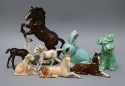 A collection of Beswick, Sylvac and other models, comprising three Beswick models, rearing Welsh