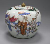 A 19th century Chinese famille rose globular jar and cover height 24cm