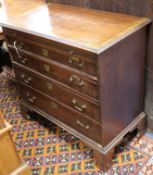 A George III and later mahogany chest of four long drawers W.83cm