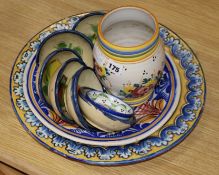 A Majolica charger Faience vase, a dish and seven others (10)