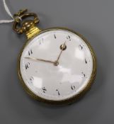 A French 19th century gilt metal keywind verge pocket watch, the movement inscribed "L'Epine a