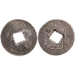 British Administration, silver 9-Livres (Authority of May 1811). Crenated square hole on Peru,