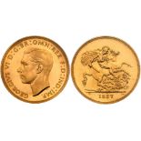 George VI (1936-52), Proof four coin gold Set, 1937, Coronation year, gold Five Pounds, Two