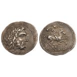 Sicily, Morgantina. The Sikeliotes. Silver 2 Litrai (1.84 g), ca. 214/3-213/2 BC. Laureate head of