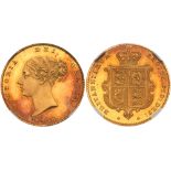 Victoria (1837-1901), Proof gold Half-Sovereign, 1853. First young head left, small date below,