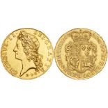 George II (1727-60), gold Five Guineas, 1729 E.I.C. Initials of the East India Company below young