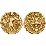 Gupta Empire, Chandragupta II (380-414). gold Dinar (7.91 g). Archer type, class II, CHANDRA below