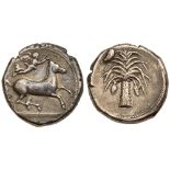 Sicily, Entella. Siculo-Punic mint. Silver Tetradrachm (17.12 g), ca. 410-392 BC. Horse prancing