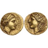 Sicily, Syracuse. Time of Agathokles, 317-289 BC. Electrum 100 Litrai (6.61g) EF. Struck ca. 304-289