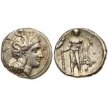 Lucania, Herakleia. Silver Nomos (7.84 g), ca. 335-300 BC. Head of Athena, wearing crested Attic