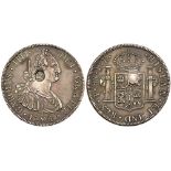 George III (1760-1820), oval countermark upon Spanish Eight Reales of King Charles IIII (1788-1808),