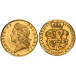 George II (1727-60), Proof gold Half-Guinea, 1728. Young laureate head left, legend GEORGIVS. II.