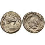 Sicily, Syracuse. Deinomenid Tyranny. Silver Tetradrachm (17.45 g), 485-466 BC. Struck under Gelon