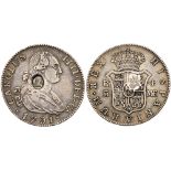 George III (1760-1820), oval countermark upon Spanish Four Reales of King Charles IIII (1788-