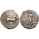 Sicily, Selinos. Silver Tetradrachm (17.04 g), ca. 440-430 BC. ΣEΛ-IN-[ONTION], Artemis, holding