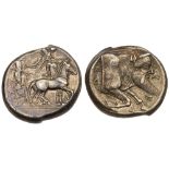 Sicily, Gela. Silver Tetradrachm (17.30 g), ca. 480-475 BC. Charioteer driving slow quadriga