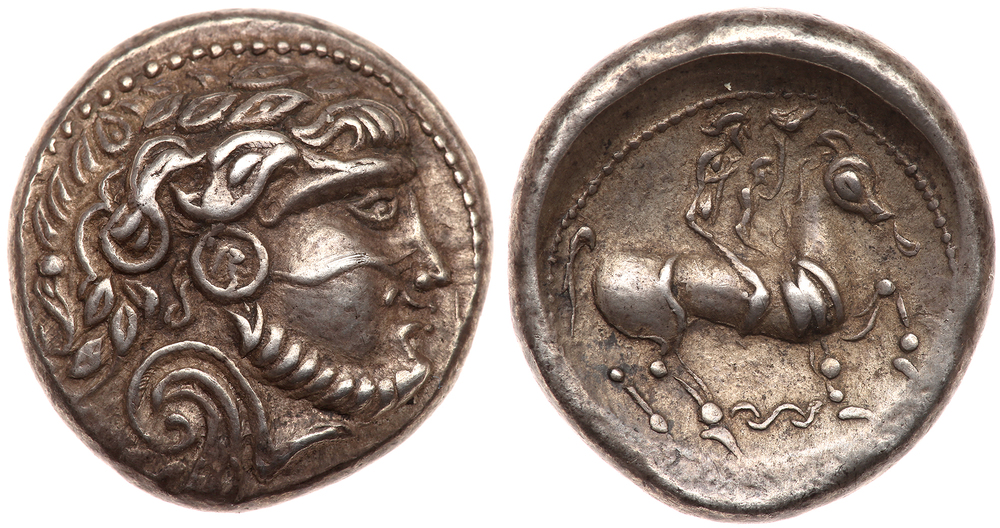 Celtic Pannonia. Silver Tetradrachm (14.22g), 2nd-1st centuries BC Superb EF. Imitation of Philip II