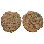 Judaea, Procuratorial. Valerius Gratus. Æ Prutah (1.52 g), 15-26 CE. Jerusalem, RY 2 of Tiberius (