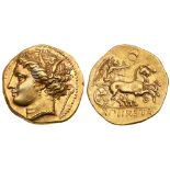 Sicily, Syracuse. Gold 60 Litrae or Dekadrachm (4.26 g). 287-278 BC. Superb EF