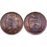 Great Britain. Penny, 1860. S.3954; KM-749.2. LCW/shield. Signature below. Victoria. PCGS graded