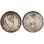 Switzerland. 5 Francs, 1954-B. KM-40. Toned. PCGS graded MS-66. Estimate Value $50 - 75