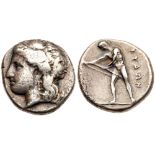 Crete, Kydonia. Silver Stater (11.00 g), ca. 320-270 BC. Head of Artemis Diktynna left, wearing a