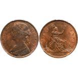 Great Britain. Penny, 1872. S.3954; KM-749.2. Victoria. PCGS graded MS-63 Red & Brown. Estimate