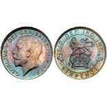 Great Britain. Sixpence, 1911. S.4014; KM-815. George V. From the coronation set. Gorgeous toning.