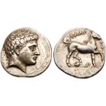 Thessaly, Phalanna. Silver Drachm (5.24 g), ca. 350-340 BC. Bare male head (Ares?) right. Reverse: