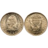 St. Thomas & Prince. 20 Centavos, 1929. KM-3. PCGS graded MS-67. Estimate Value $100 - 150