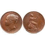 Great Britain. Penny, 1853. S.3948; KM-739. Victoria. Ornamental trident. Uncirculated with some