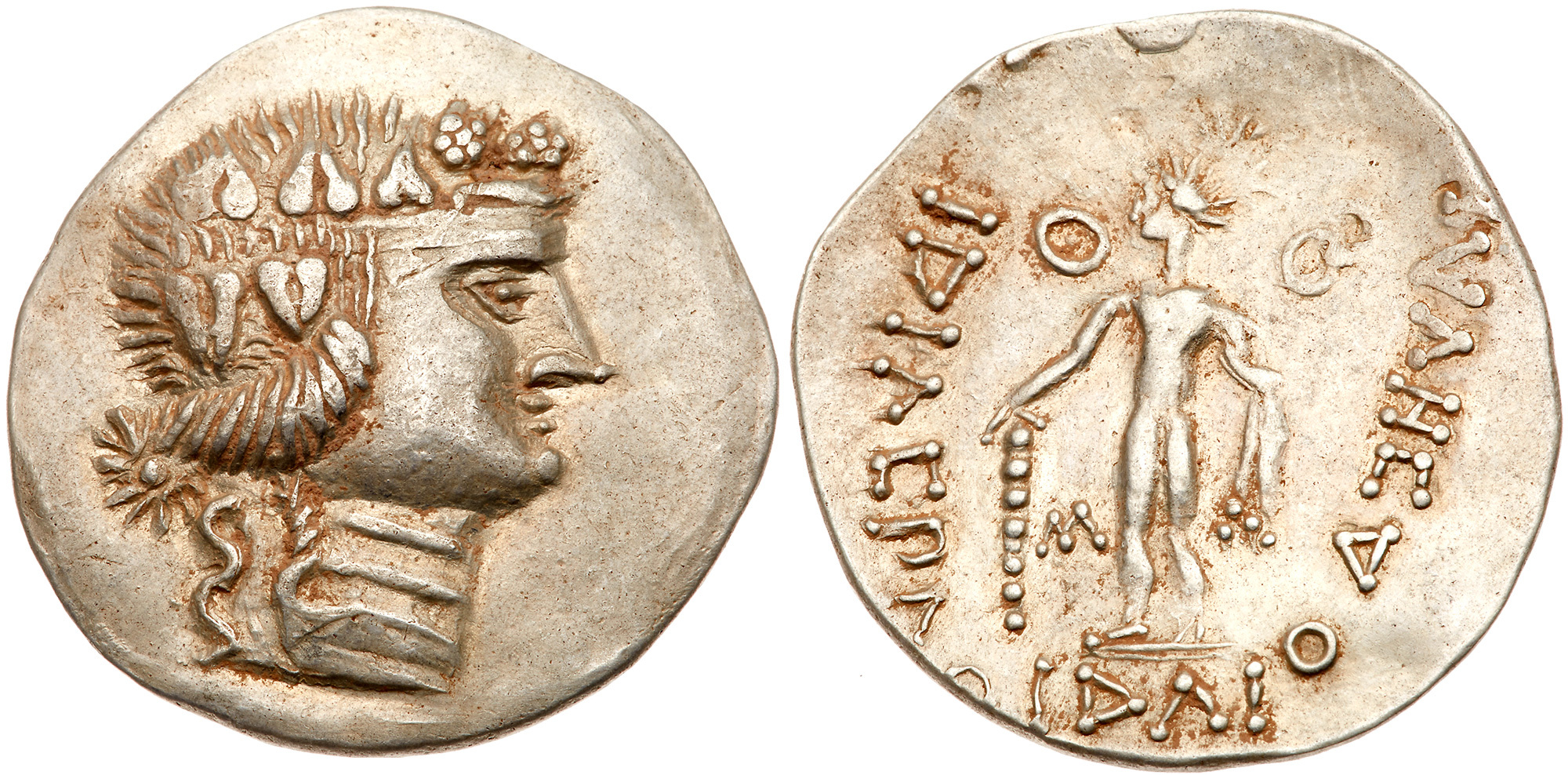 Lower Danube, Imitating Thasos. Silver Tetradrachm (17.26 g), 1st century BC. Wreathed head of