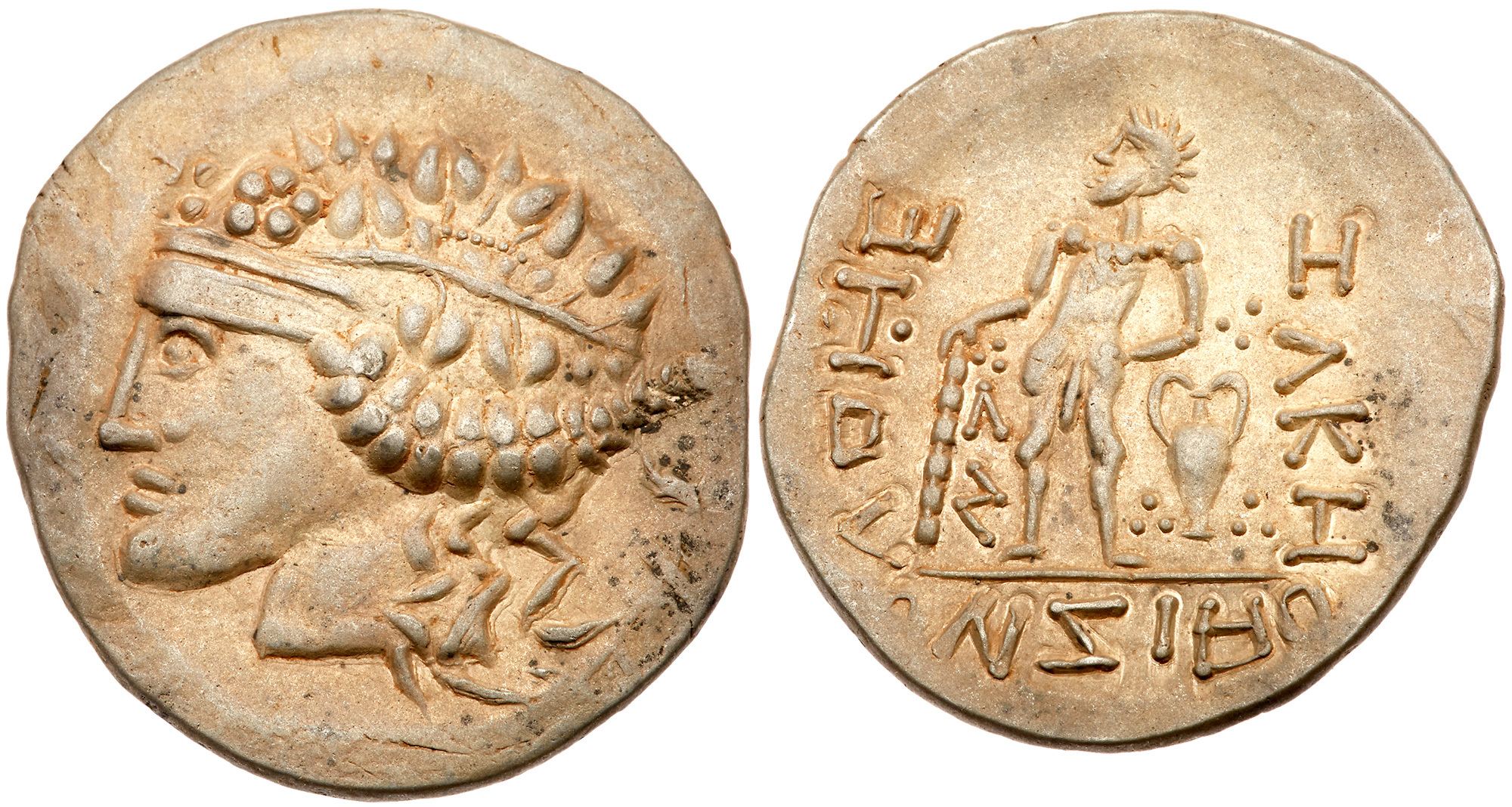 Lower Danube, Imitating Thasos. Silver Tetradrachm (16.12 g), 1st century BC. Wreathed head of