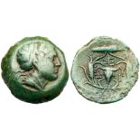 Mysia, Kyzikos. Æ (13.33 g), ca. 250-200 BC. Draped bust of Kore Soteira, hair bound with wide band.