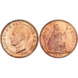 Great Britain. Proof Penny, 1937. S.4114; KM-845. George VI. PCGS graded Proof 66 Red & Brown.