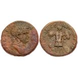 Judaea, Roman Judaea. Titus. Æ (10.71 g), AD 79-81. Caesarea Maritima. Laureate head of Titus right.