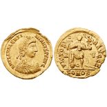 Valentinian III. Gold Solidus (4.48 g), AD 425-455. Ravenna, ca. AD 426-455. D N PLA VALENTI-